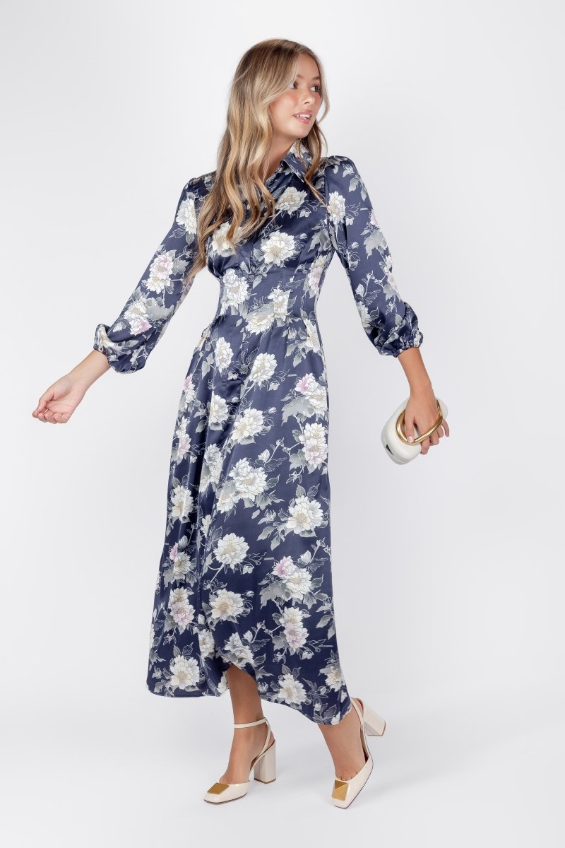 Liora Dress (Navy Ground) - Dress - Yakira Bella