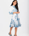 Malaya Dress (White/Blue) - Dress - Yakira Bella
