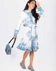 Malaya Dress (White/Blue) - Dress - Yakira Bella