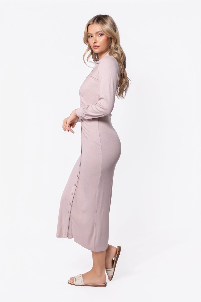 Mara Dress Long Sleeve (Khaki), Xs