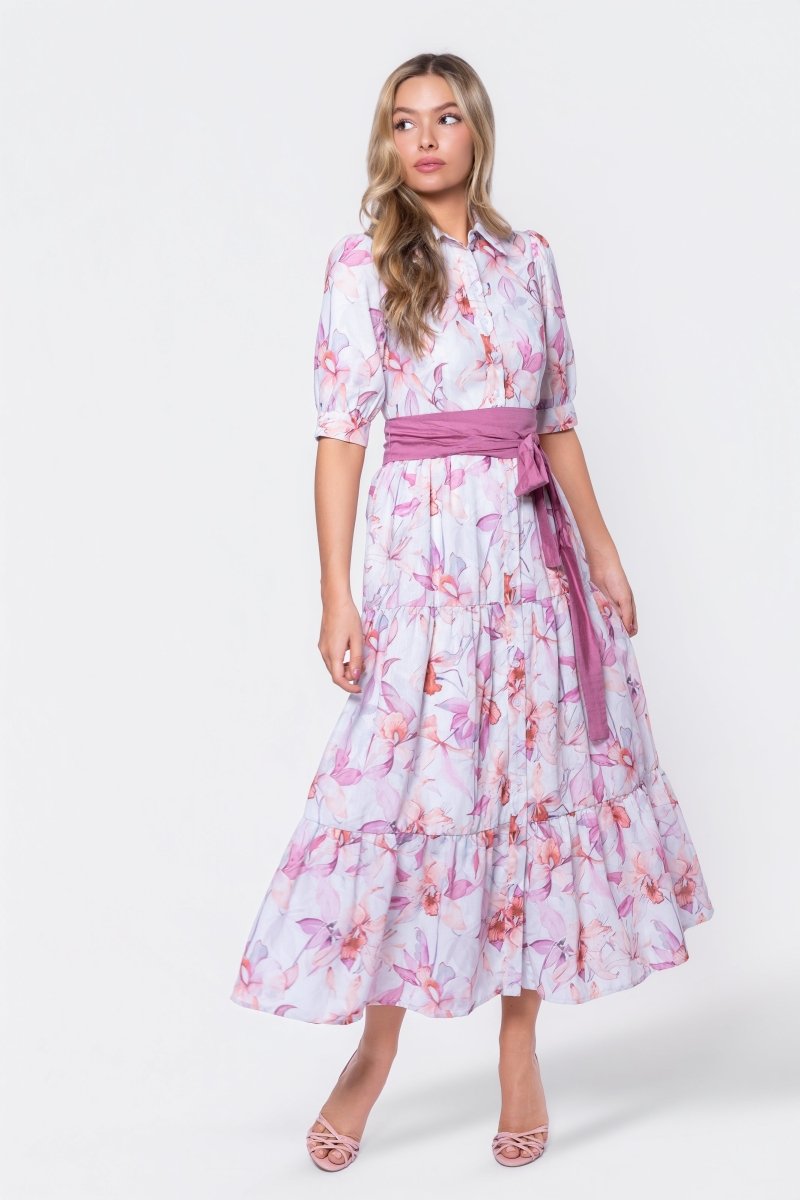 fitted lace wedding dress Marie Dress (Purple/Peach) – Yakira Bella