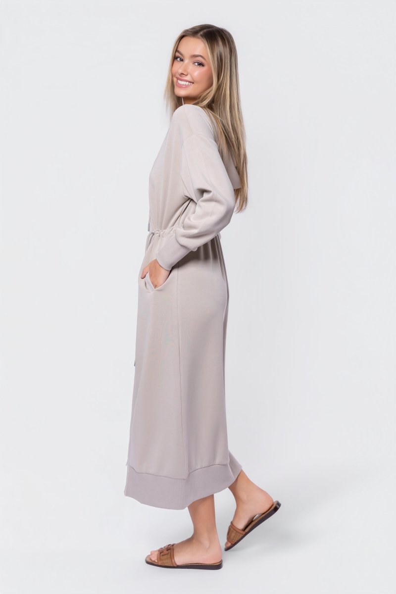 khaki long sleeve dress Mina 50