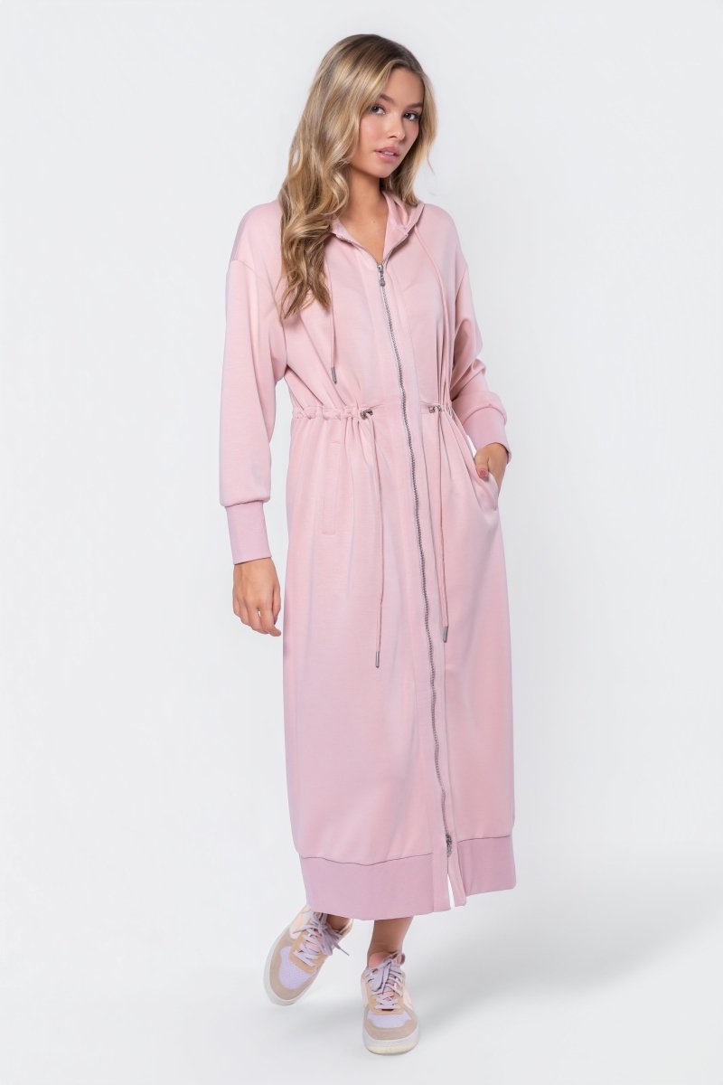 women's pink blush dress Shirred Jersey Maxi Dress
