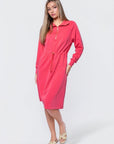 Mina Half Zip Dress 42" (Coral) - Dress - Yakira Bella