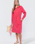 Mina Half Zip Dress 42" (Coral) - Dress - Yakira Bella