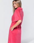 Mina Half Zip Dress Short Sleeve 37" (Coral) - Dress - Yakira Bella