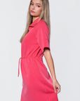 Mina Half Zip Dress Short Sleeve 37" (Coral) - Dress - Yakira Bella