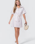 Mina Half Zip Dress Short Sleeve 37" (Ivory Heather) - Dress - Yakira Bella
