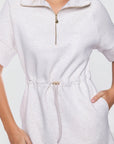Mina Half Zip Dress Short Sleeve 37" (Ivory Heather) - Dress - Yakira Bella