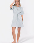 Mina Half Zip Dress Short Sleeve 37" (Mint) - Dress - Yakira Bella