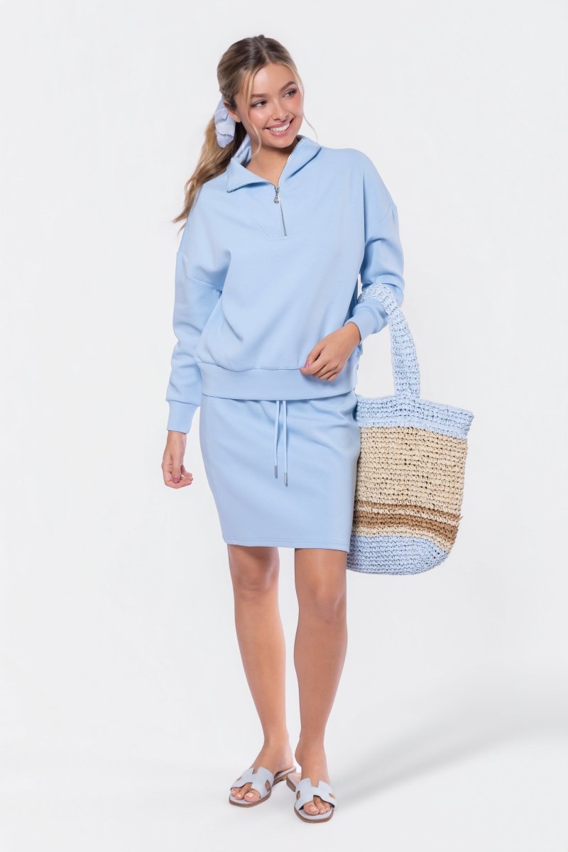 Mina Half Zip Top (Baby Blue) – Yakira Bella