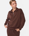 Mina Half Zip Top (Dark Brown) - Top - Yakira Bella