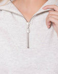 Mina Half Zip Top (Light Grey) - Top - Yakira Bella