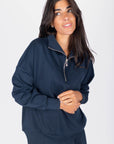 Mina Half Zip Top (Navy) - Top - Yakira Bella
