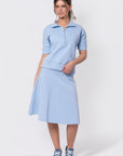 Mina Half Zip Top Short Sleeve (Baby Blue) - Top - Yakira Bella