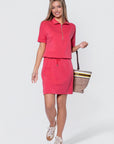 Mina Half Zip Top Short Sleeve (Coral) - Top - Yakira Bella