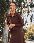 Mina Zip Up Jacket (Dark Brown) - Top - Yakira Bella