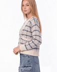 Miro Cardigan (White Blue) - Top - Yakira Bella