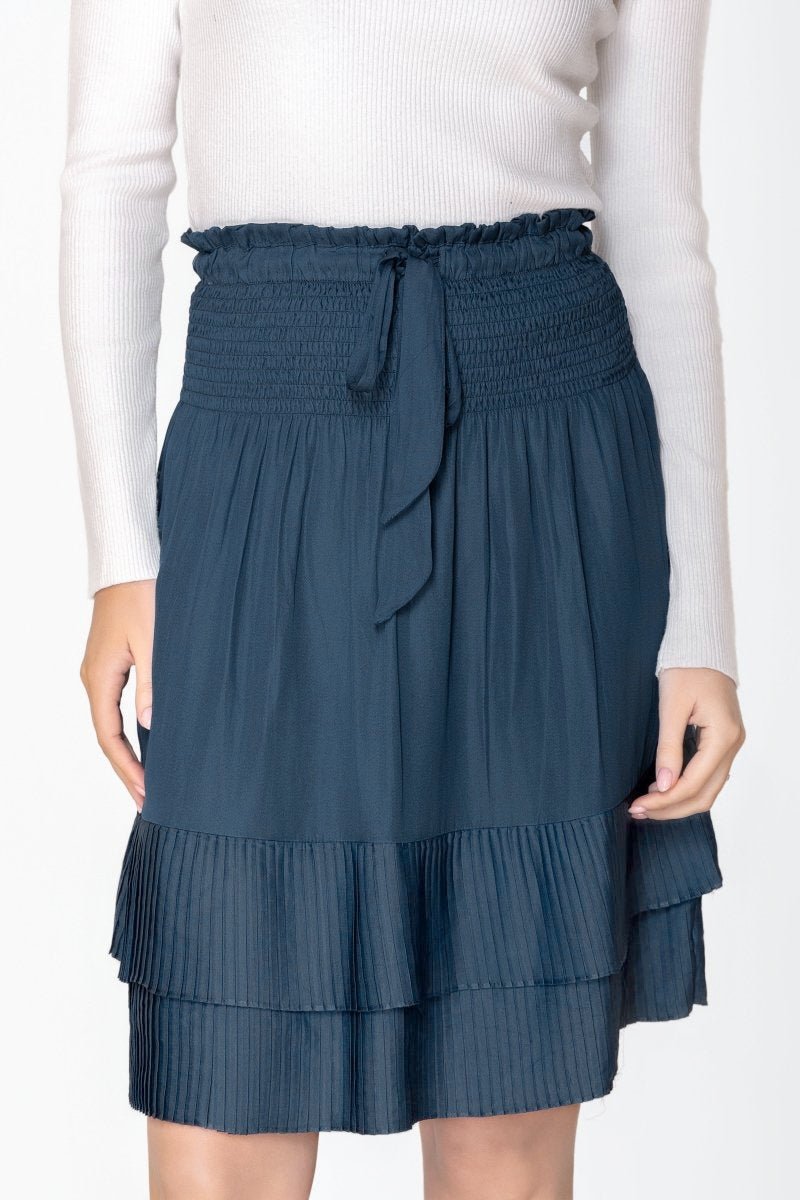 試着のみ HOLIDAY RUFFLE KNIT MINI SKIRT ネイビー Nina Skirt (Blue) 23