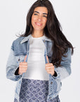 PATCHWORK DENIM JACKET (BLUE) - Top - Yakira Bella