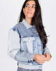 PATCHWORK DENIM JACKET (BLUE) - Top - Yakira Bella