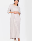 REESE DRESS SHORT SLEEVE 51" (STONE) - Dress - Yakira Bella