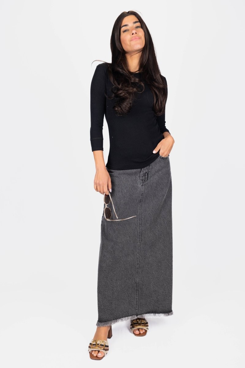 ROMI TEE 3/4 SLEEVE (BLACK) - Top - Yakira Bella