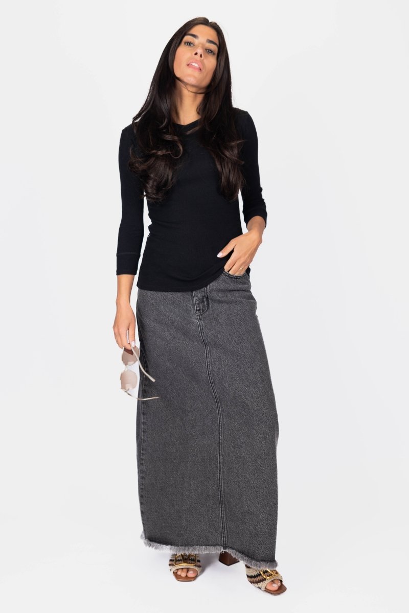 ROMI TEE 3/4 SLEEVE (BLACK) - Top - Yakira Bella