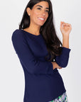 ROMI TEE 3/4 SLEEVE (NAVY) - Top - Yakira Bella
