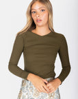 Romi top Long Sleeve (Olive) - Top - Yakira Bella