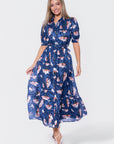 Rosalie Dress (Navy Pattern) - Dress - Yakira Bella