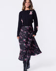 Dakota Skirt (Black Pink Flower)