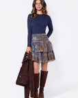 Zena Skirt 20" (Brown Blue)