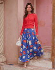 Tansy Skirt (Blue Flower) - Skirt - Yakira Bella