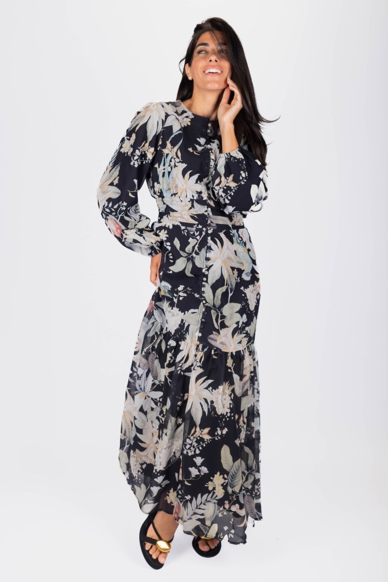 Valentina Dress (Black Pattern) - Dress - Yakira Bella