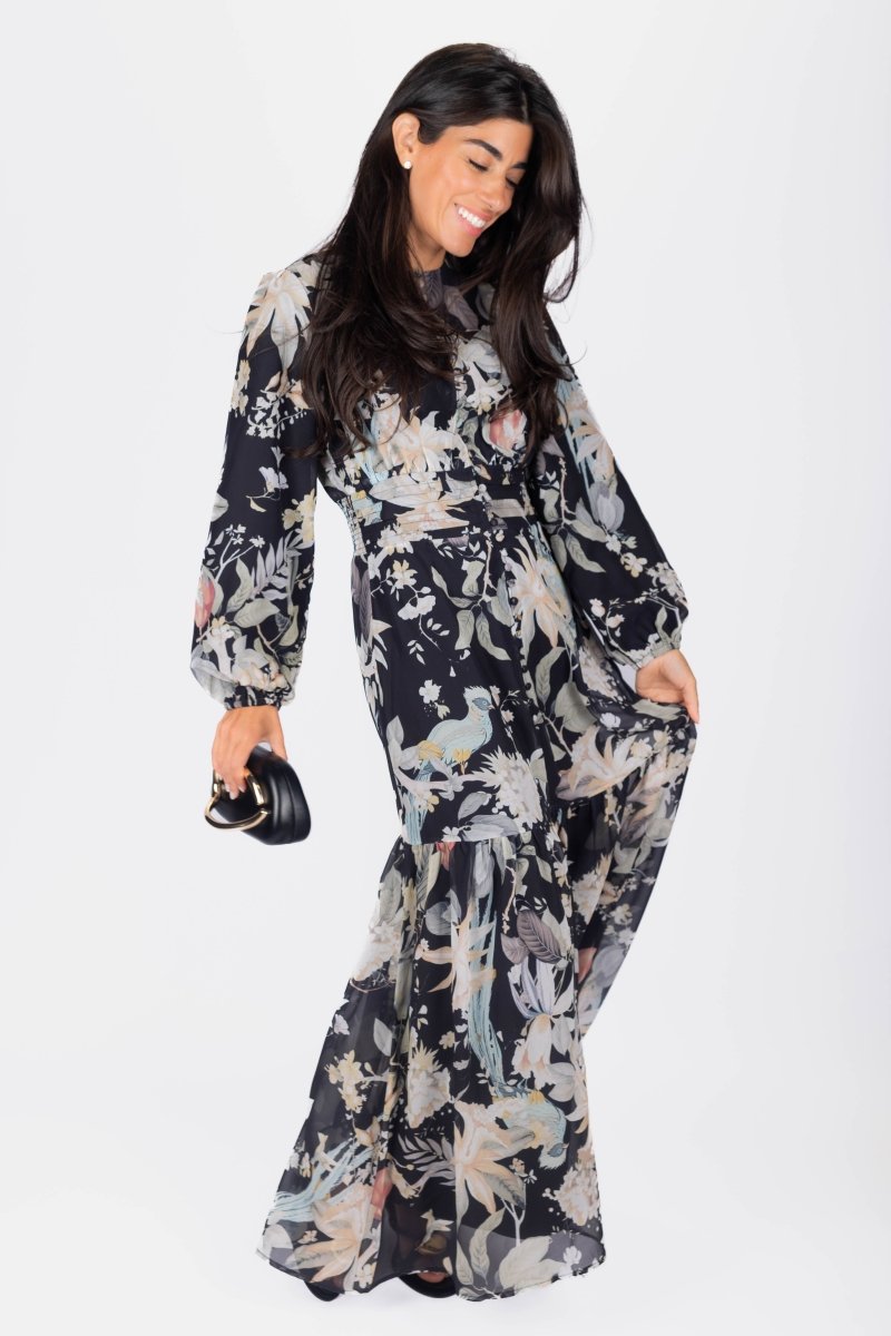 Valentina Dress (Black Pattern) - Dress - Yakira Bella