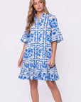 Lola Dress (White Blue)