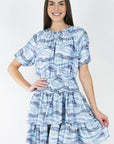 Zena Dress Short Sleeve (Blue Pattern) 36" - Dress - Yakira Bella