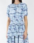 Zena Dress Short Sleeve (Blue Pattern) 36" - Dress - Yakira Bella