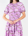 ZENA DRESS Short Sleeve (PURPLE PATTERN) 36" - Dress - Yakira Bella