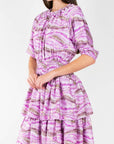 ZENA DRESS Short Sleeve (PURPLE PATTERN) 39" - Dress - Yakira Bella