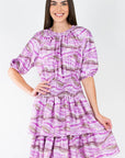 ZENA DRESS Short Sleeve (PURPLE PATTERN) 39" - Dress - Yakira Bella
