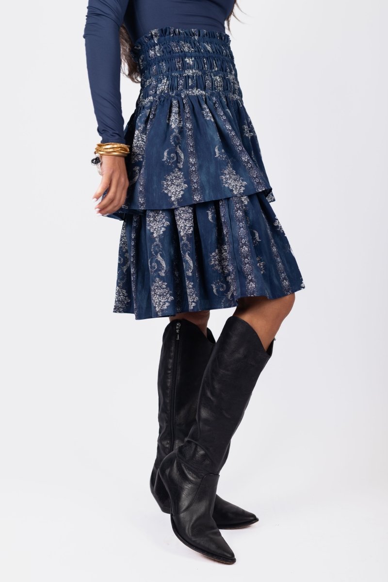 Zena Skirt (Blue Pattern) 23" - Skirt - Yakira Bella