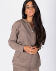 Zip - Up Cardigan (Brown) - Top - Yakira Bella