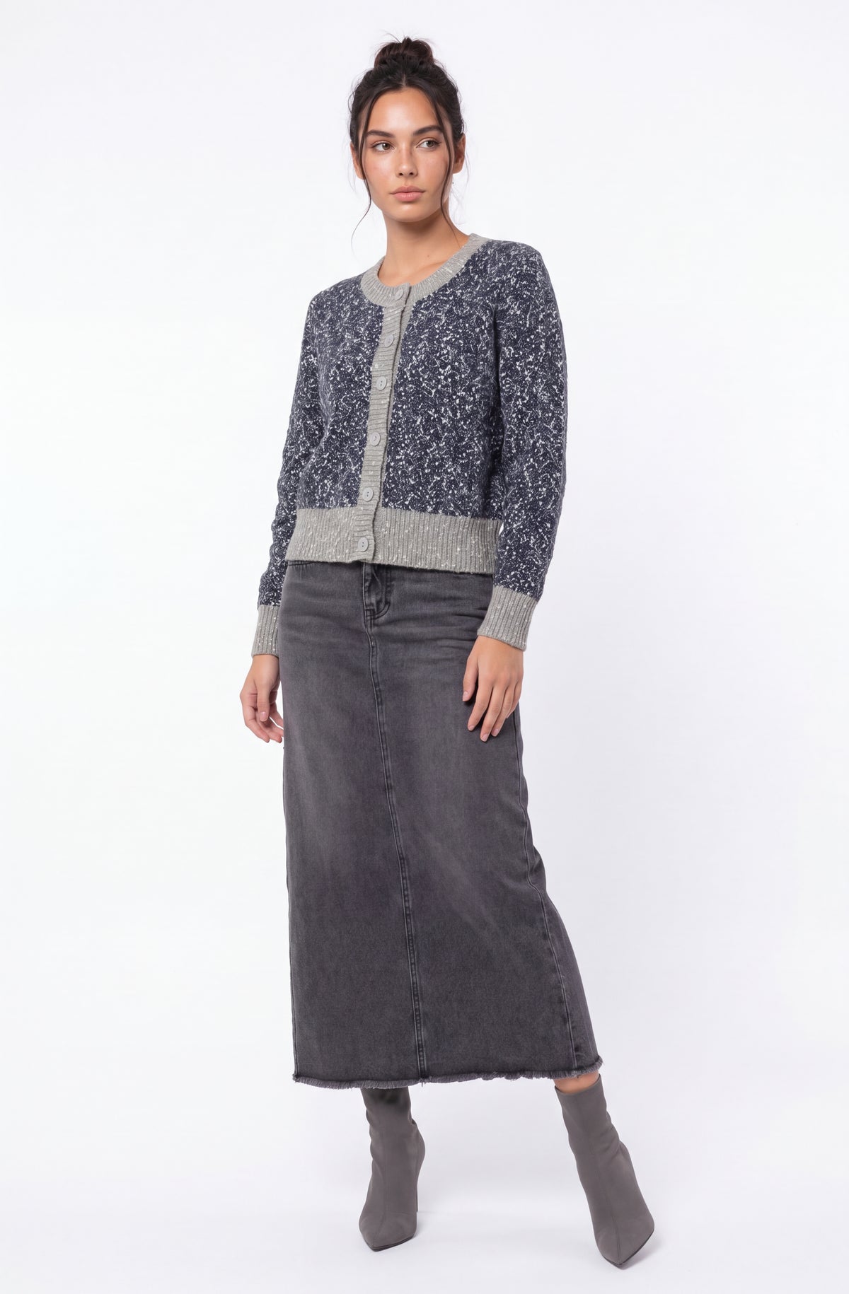 Mabel Cardigan (Grey Navy)