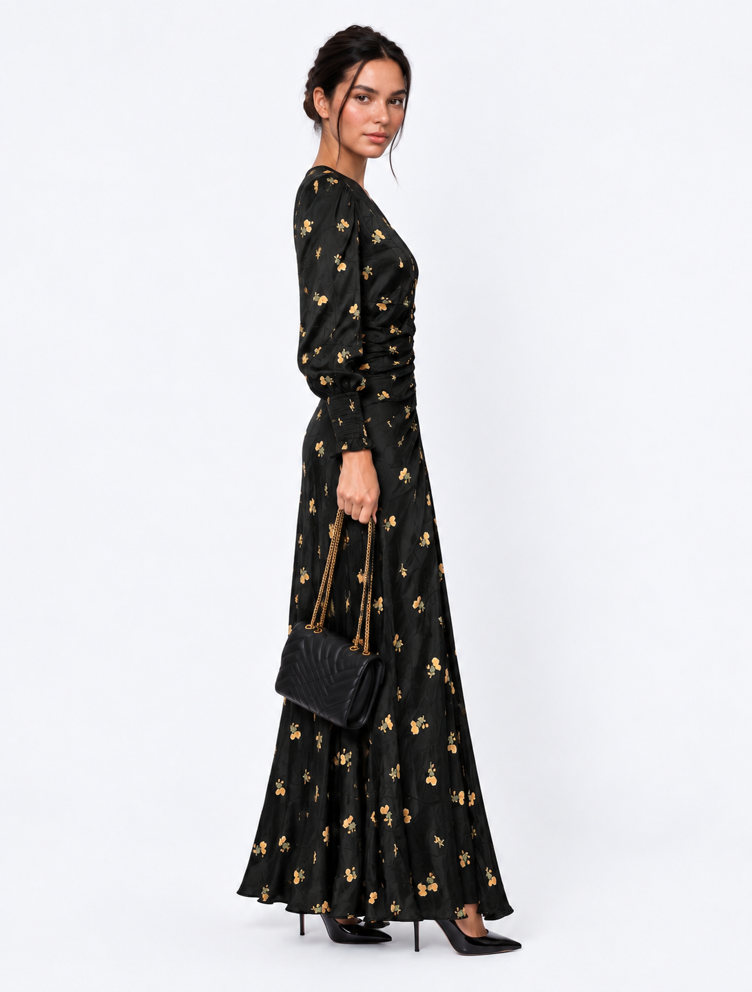 Layla Dress (Black Flower)