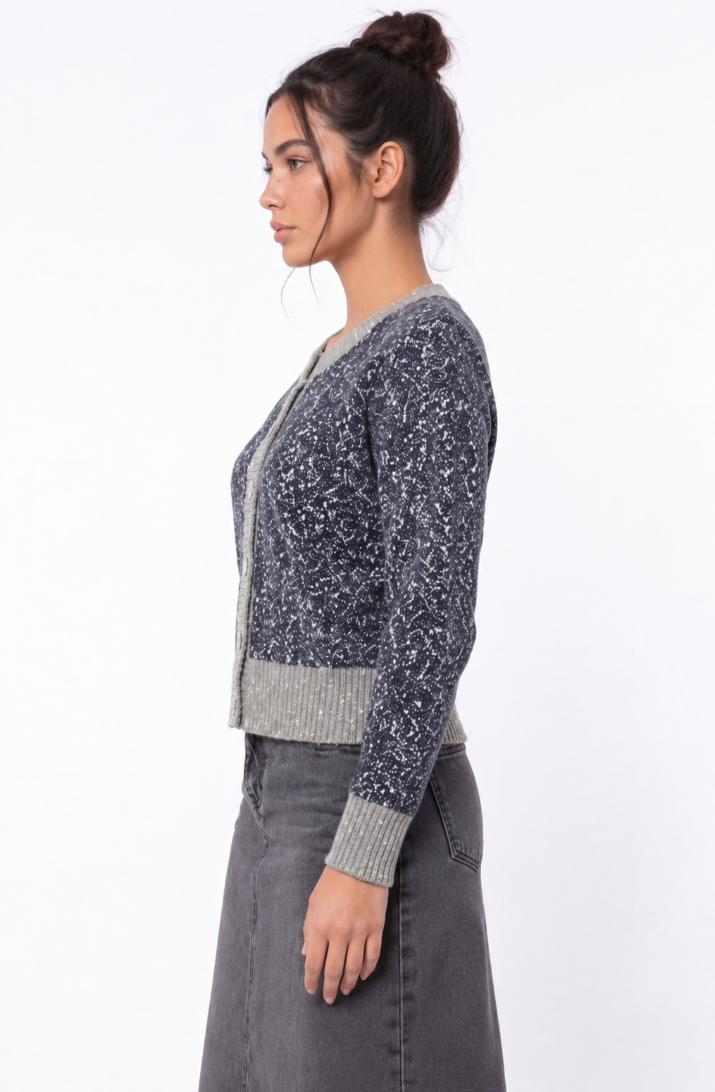 Mabel Cardigan (Grey Navy)