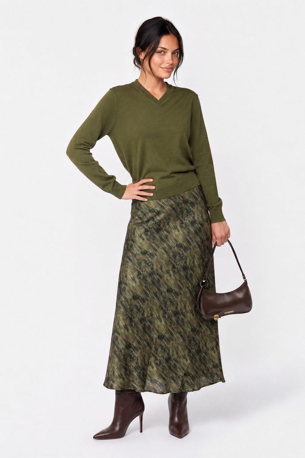 Elenia Skirt (Dark Green Pattern)