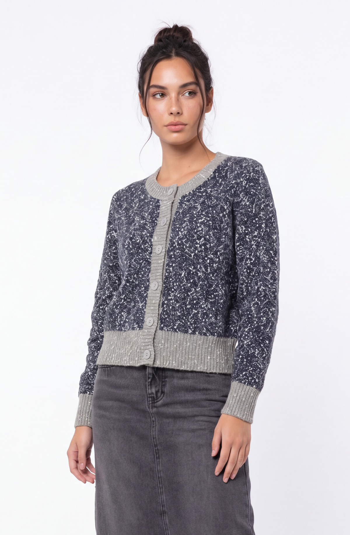 Mabel Cardigan (Grey Navy)