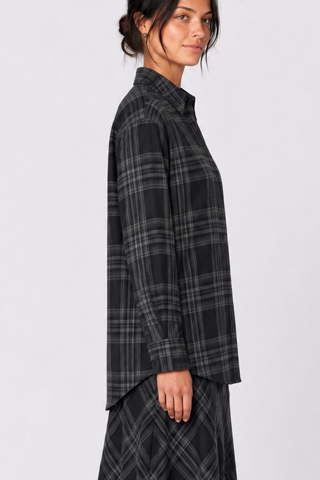 Marianne Top (Black Plaid)